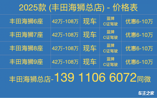 进口丰田海狮图片参数AG真人丰田海狮报价